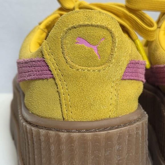 PUMA Rihanna X Fenty Yellow Pink Creeper Shoes Suede Platform 8.5 - Picture 11 of 16
